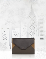 Gray leather Patchwork Envelope Clutch