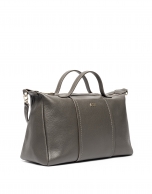 Taupe leather bowling bag Samuel