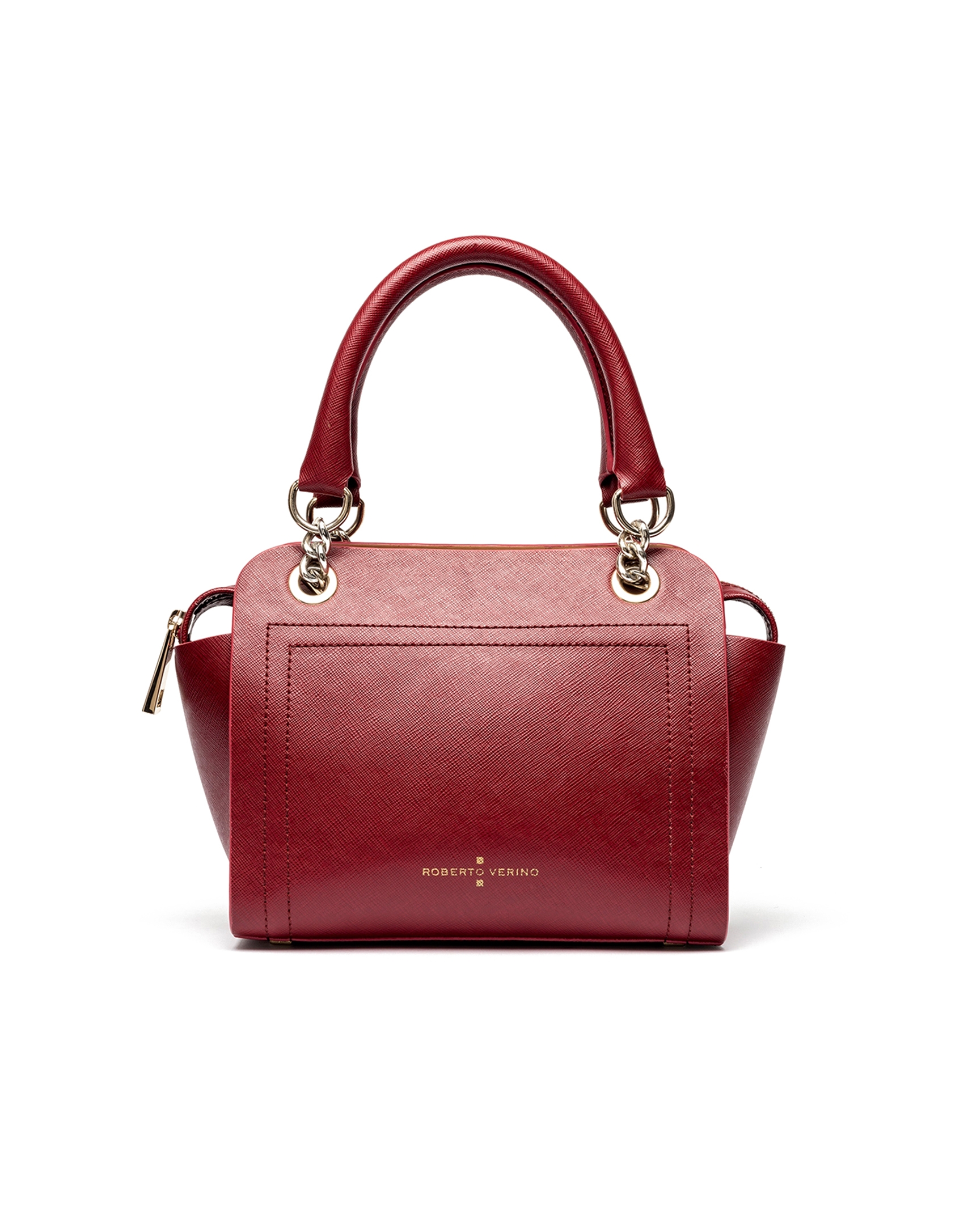 Bolso satchel piel saffiano rojo oscuro Romeo mili