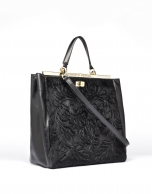 Black leather Baver tote