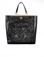 Black leather Baver tote