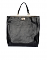 Black leather Baver tote