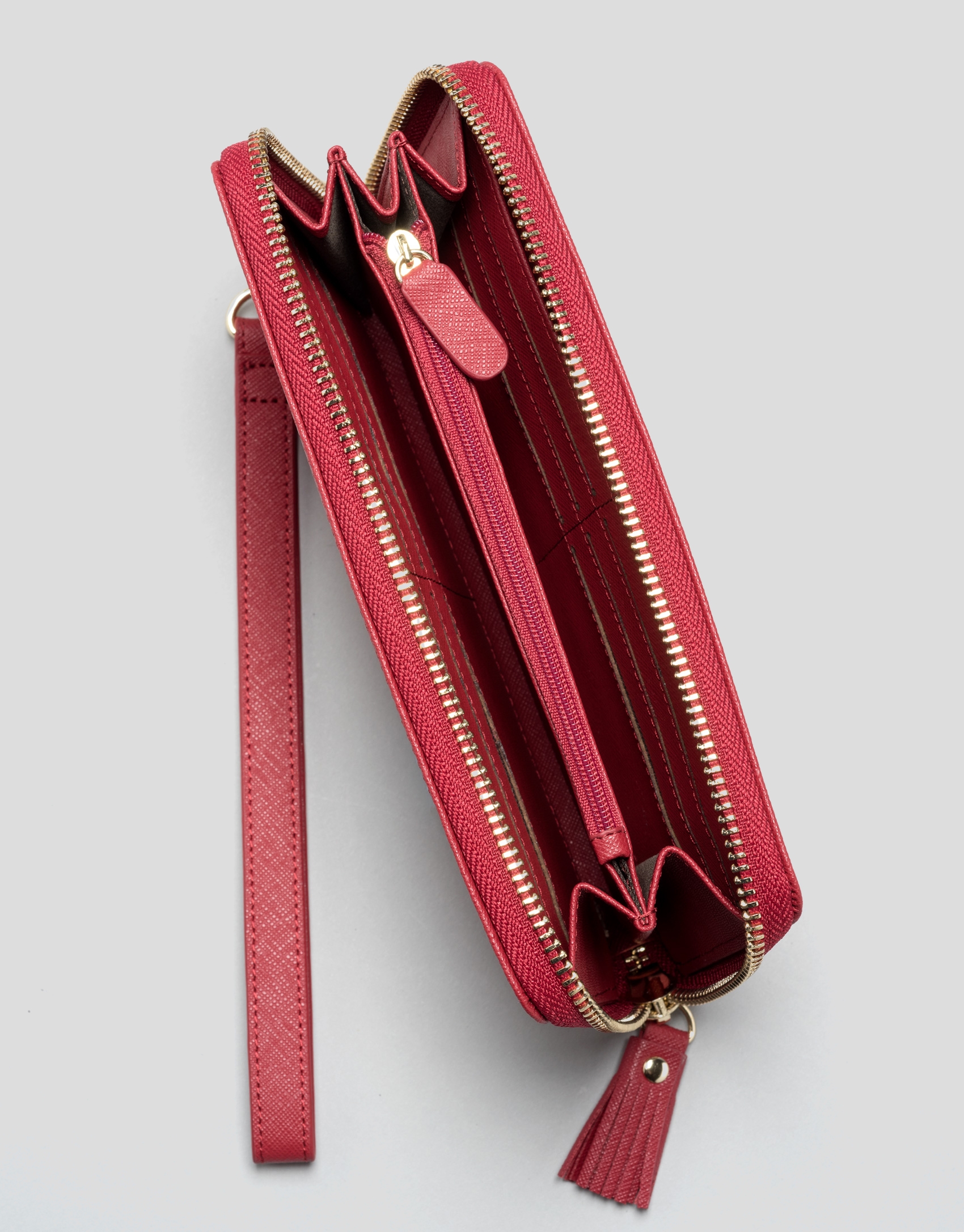 Red Saffiano leather mega billfold