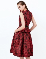 Burgundy jacquard midi skirt