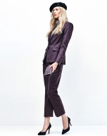 Aubergine pinstriped pants