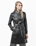 Long coat with black alligator embossing