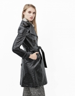 Long coat with black alligator embossing