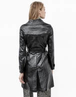 Long coat with black alligator embossing