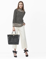 Grey jacquard sweater with polka dots