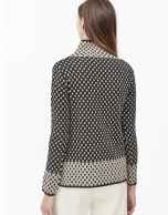 Grey jacquard sweater with polka dots