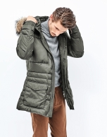 Green long quilted parka