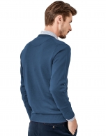 Blue V-neck sweater