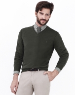 Jersey cuello pico verde