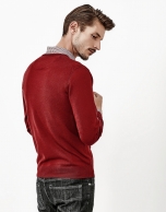 Burgundy V-neck sweater