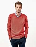 Orange V-neck sweater