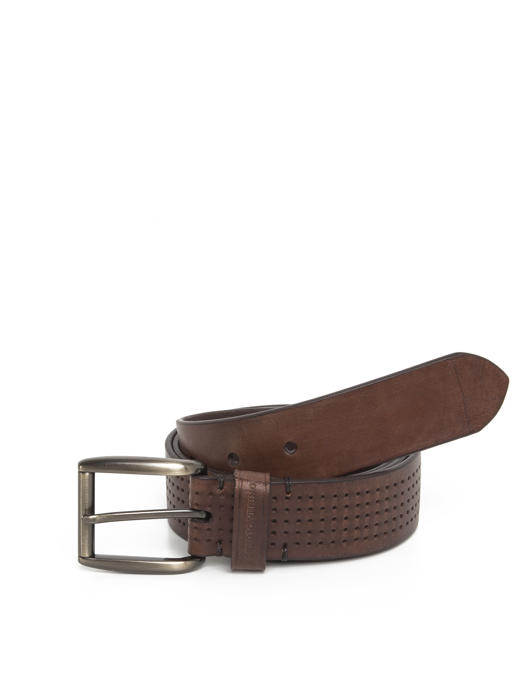 Brown perforated belt - Man´s Accessories | Roberto Verino