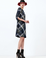 Blue checked long sleeve dress