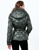 Green hooded ski jacket