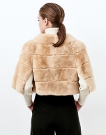 Beige fur short cape