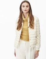 Beige quilted bomber jacket