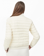 Beige quilted bomber jacket