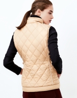 Beige reversible quilted vest