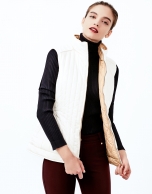 Beige reversible quilted vest