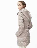 Brown hooded and quilted parka