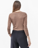 Brick red pinstripe top