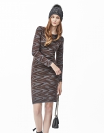 Brown zig zag knit dress