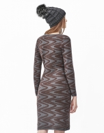 Brown zig zag knit dress