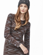 Brown zig zag knit dress