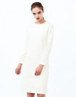 Off white, long sleeve straight dress