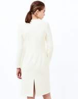 Off white, long sleeve straight dress