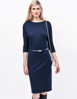 Blue dress with boat neck