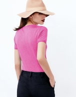 Pink short sleeve sweater