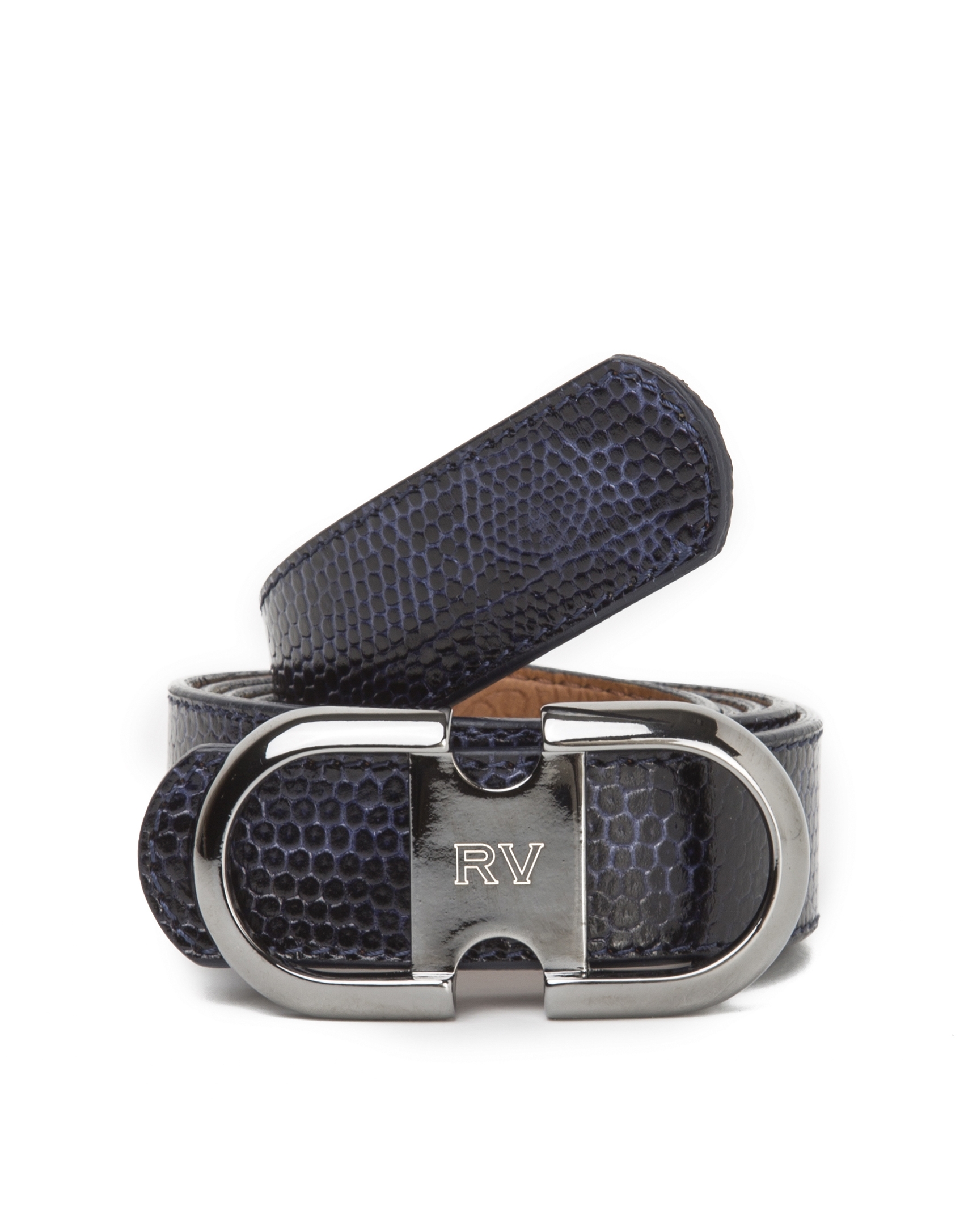 Blue snakeskin belt