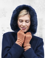 Long terra cotta knit gloves