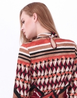 Brown geometric print blouse