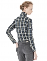 Green checked shirt with bow