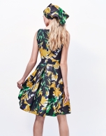 Green print flowing dress