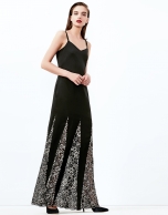 Black, long godet dress