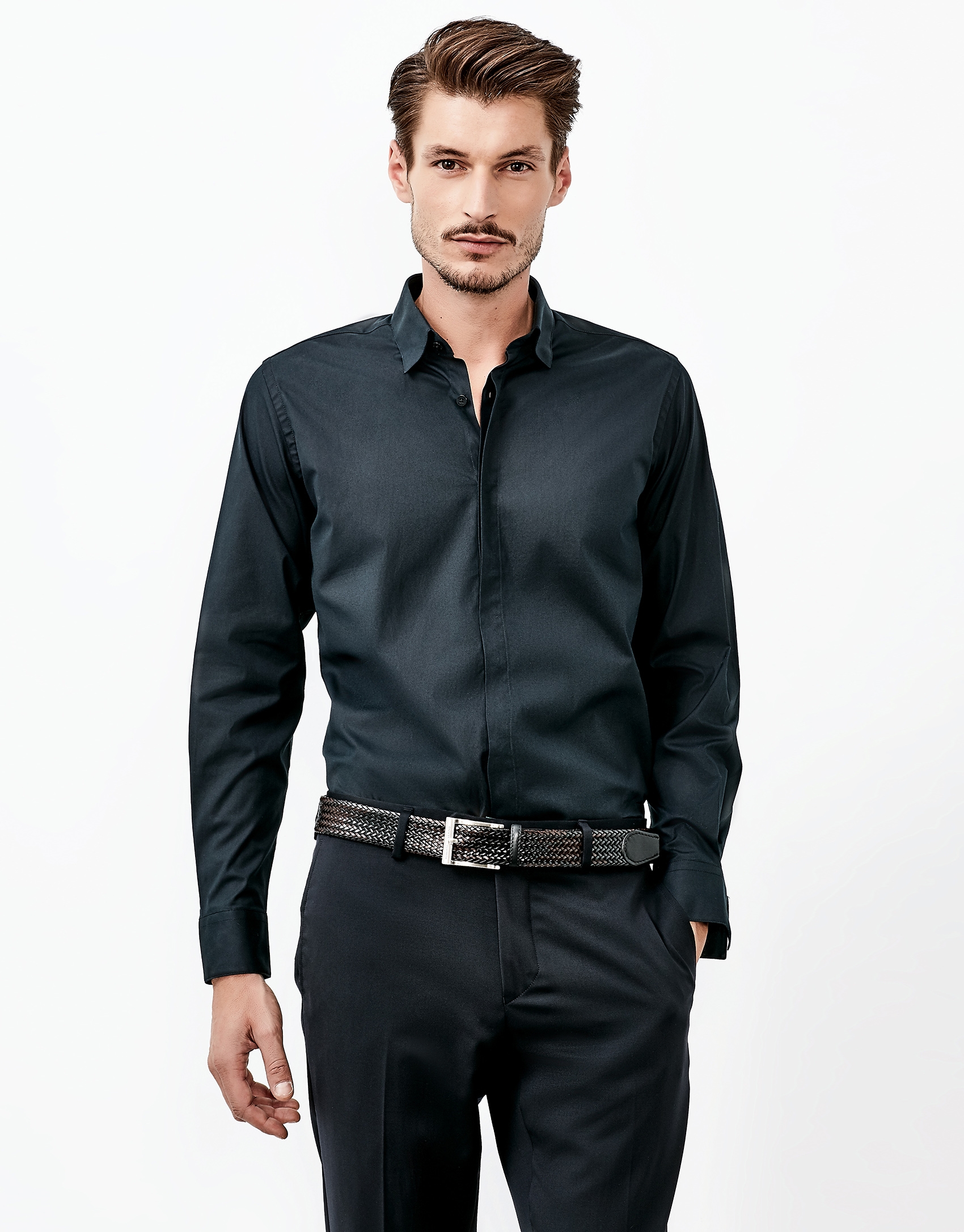 Black poplin shirt