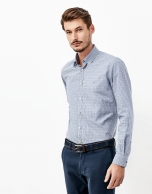 Blue Vichy checked shirt