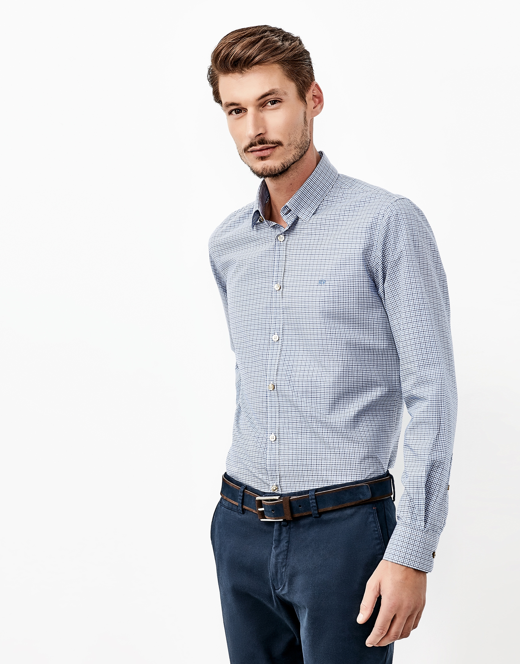 Camisa cuadro vichy azul