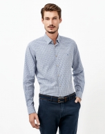 Blue Vichy checked shirt