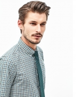 Blue and green checked cotton shirt