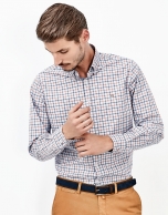 Camisa cuadros azul y naranja