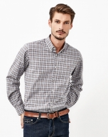 Camisa cuadros gris y marrón