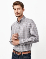 Gray and brown checked shirt